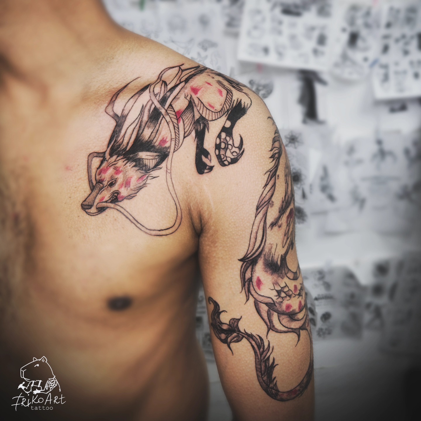 Tattoo by @irikoart_tattoo — japanese_irezumi, dotwork