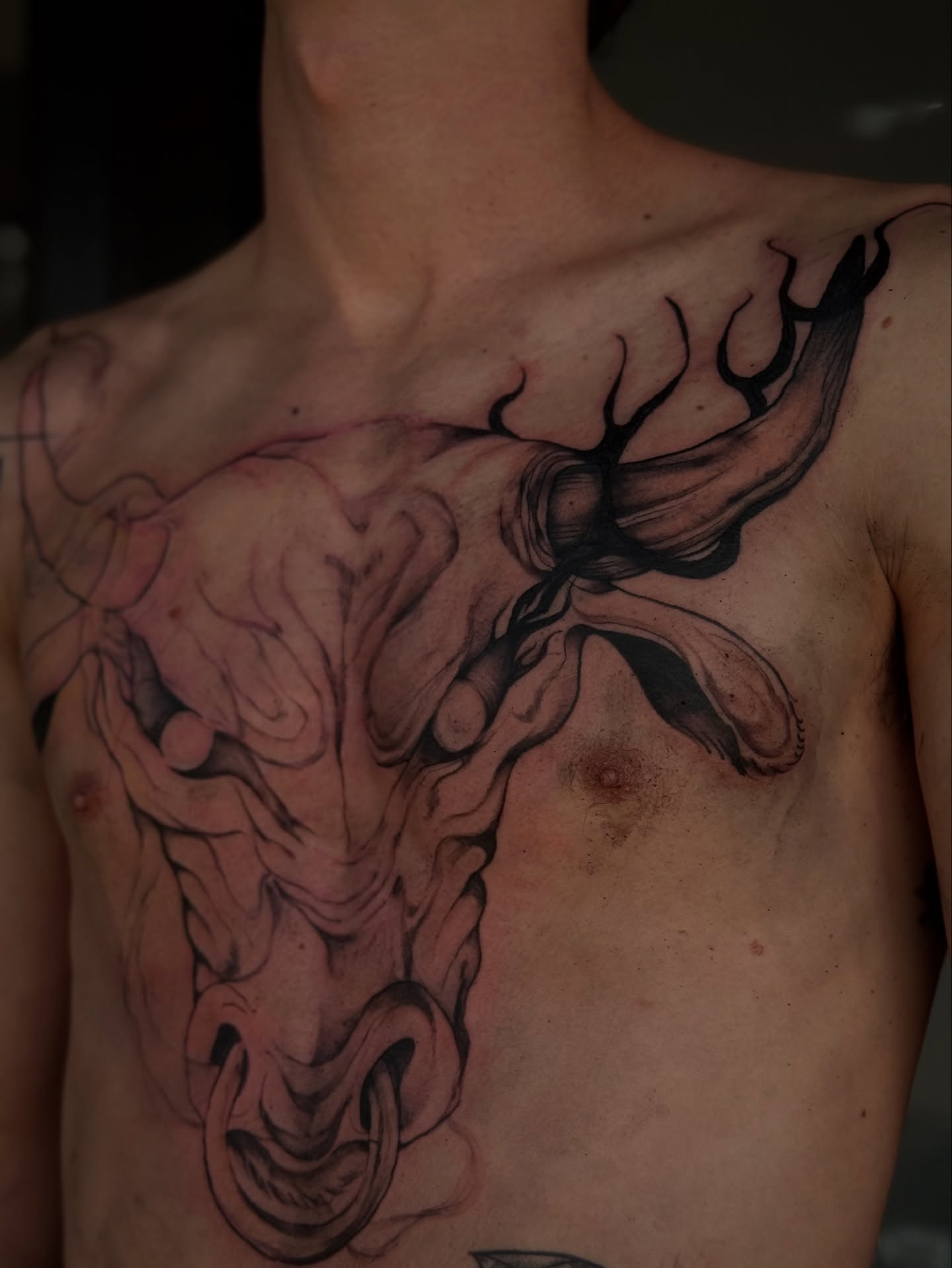 Smoke surrealism tattoo on the chest by 𝙹𝙰𝚉𝚉 𝙲𝙷𝙰𝙾
