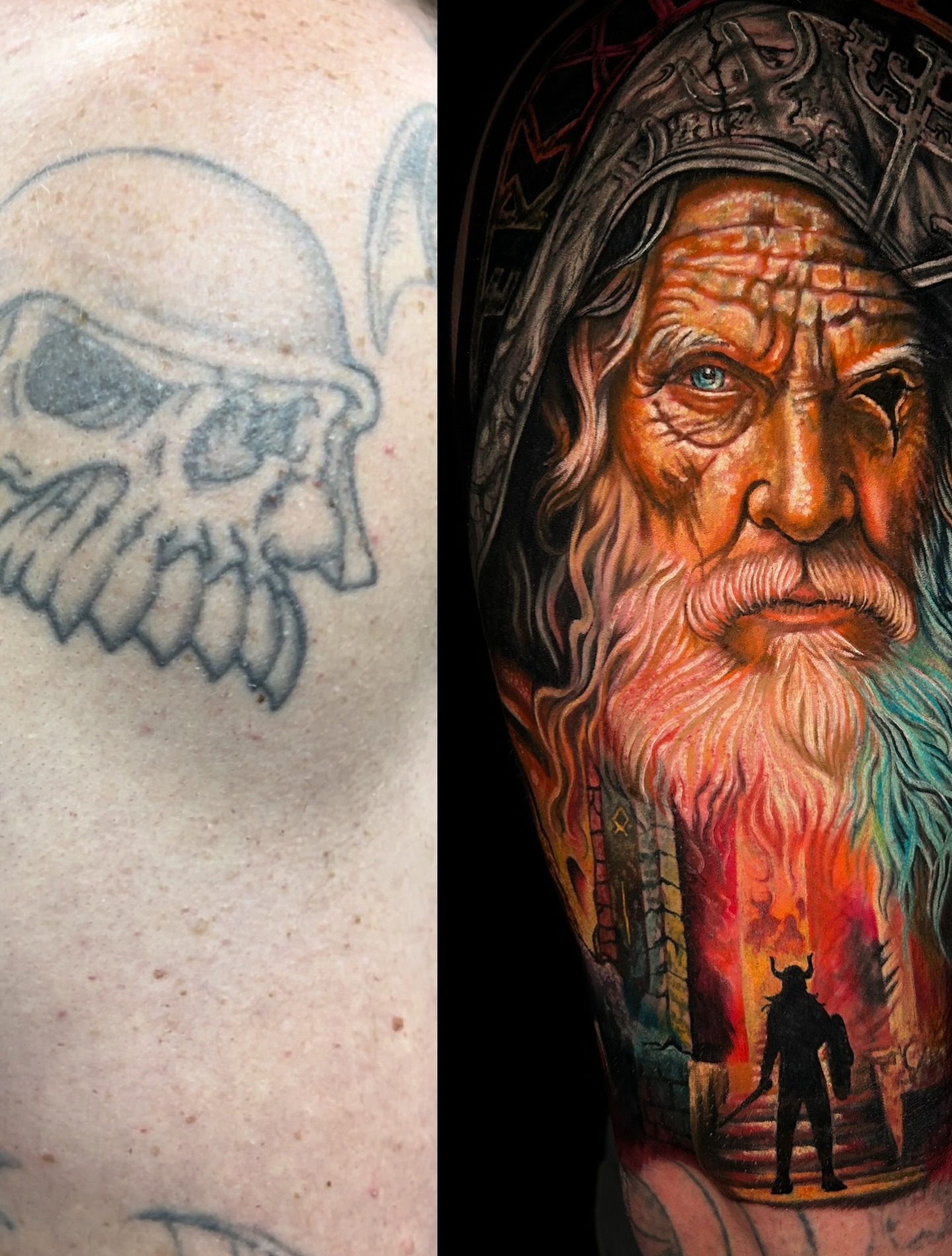 Wizard realism tattoo on the forearm by Ernesto canua, Houston, Texas