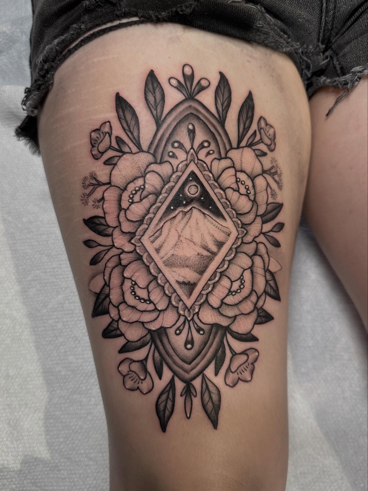Tattoo by @feraleyes — geometric, black_and_grey