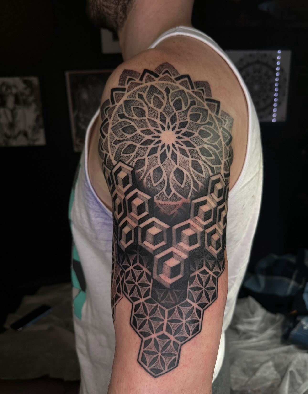 Tattoo by @goose_tattoos โ dotwork, geometric