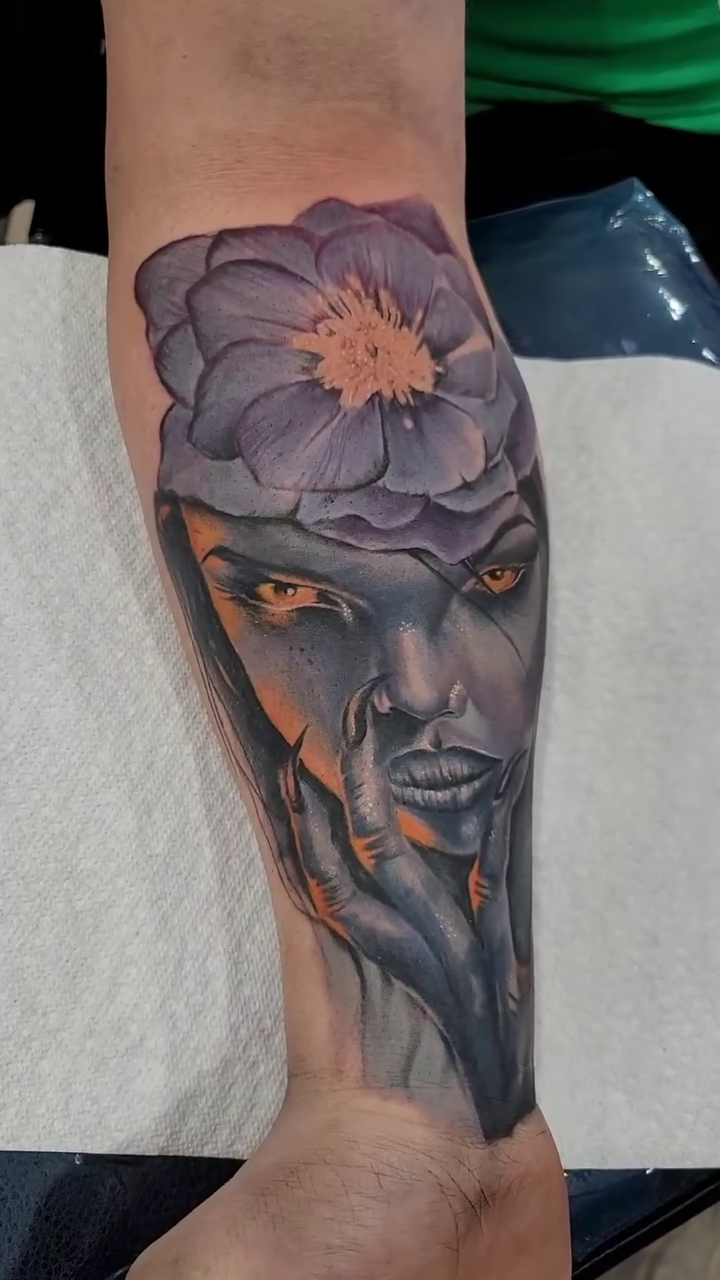 Tattoo by @xodiactattoo โ realism, black_and_grey