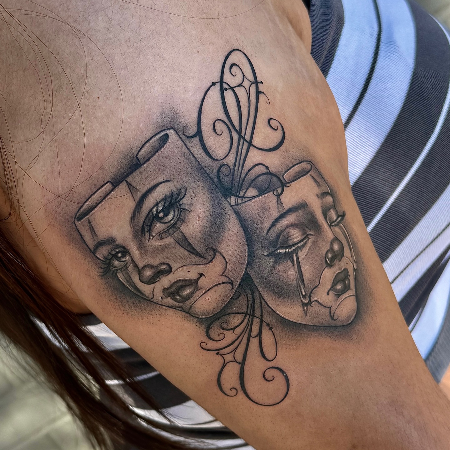 Tattoo by @ragingmaddie — black_and_grey
