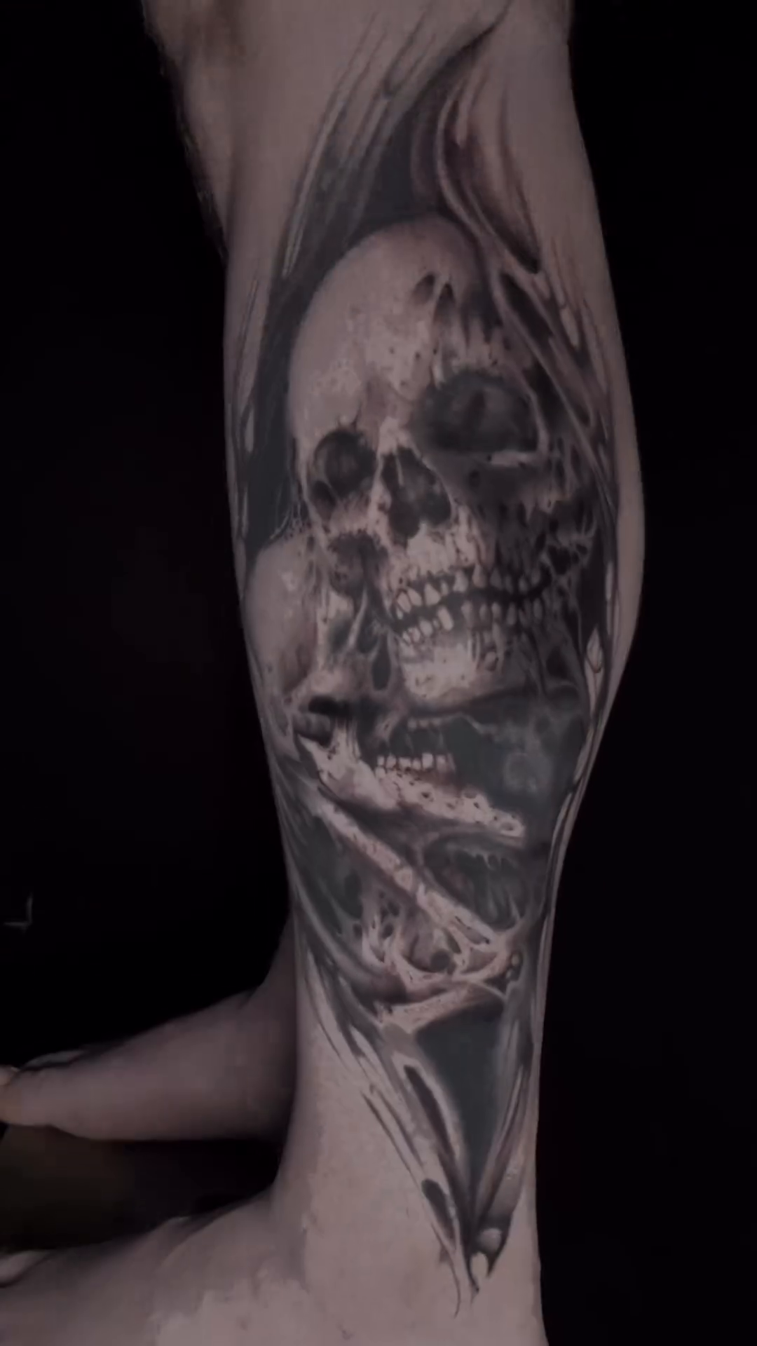 Tattoo by @lisa_tattooer — dark_realism, black_and_grey