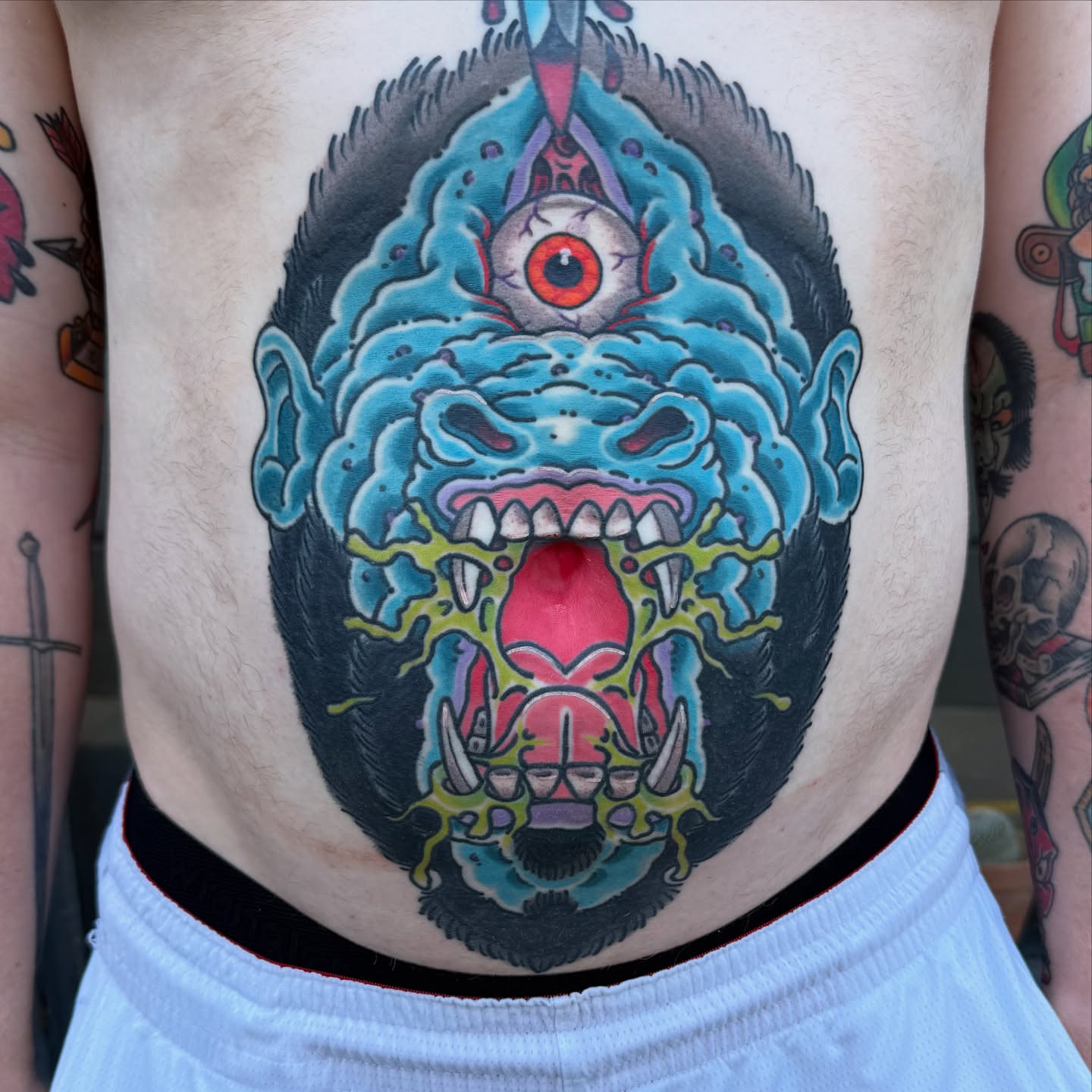 Tattoo by @chrismfmartini — american_traditional, dotwork