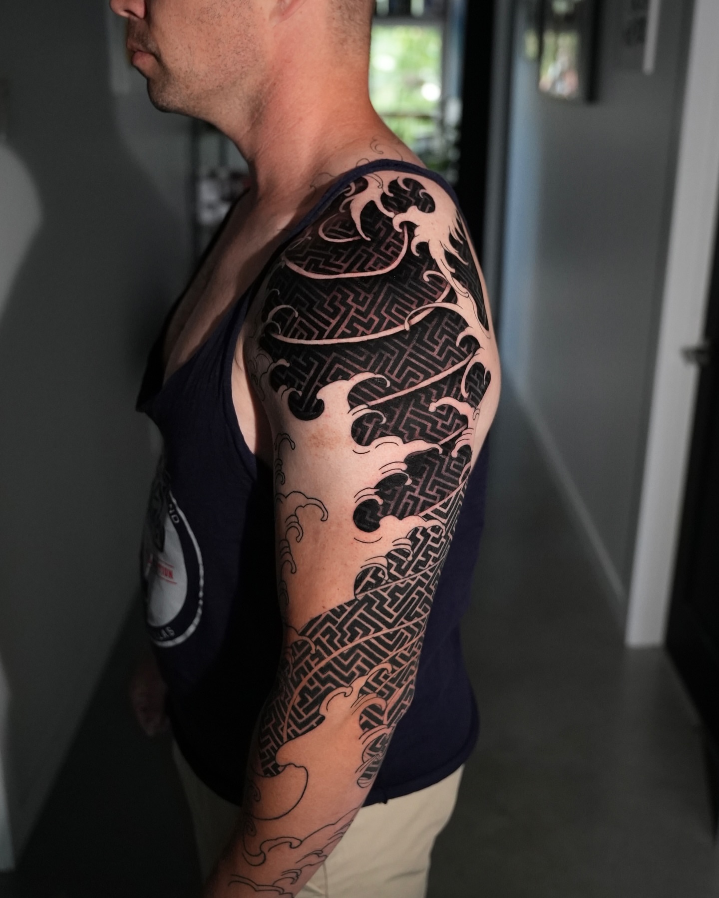 Tattoo by @badvibestattoos — black_and_grey, geometric