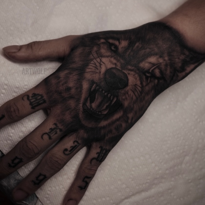 Tattoo by @artwolf β realism, black_and_grey