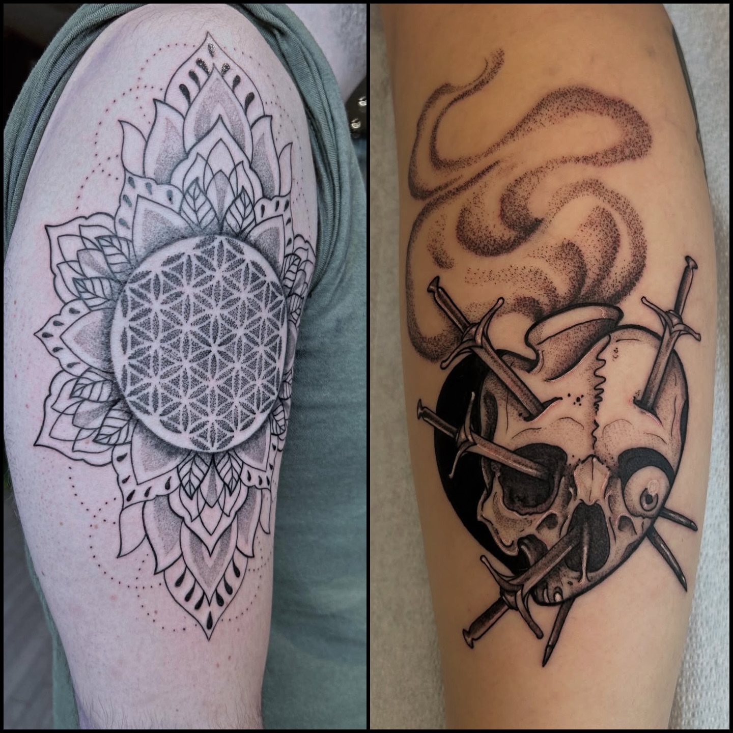 Tattoo by @karlb_tattoo — dotwork, geometric