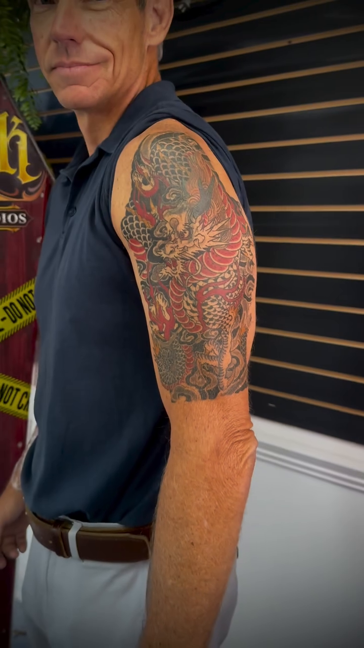 Dragon and tiger japanese irezumi tattoo by Tim Faulkner