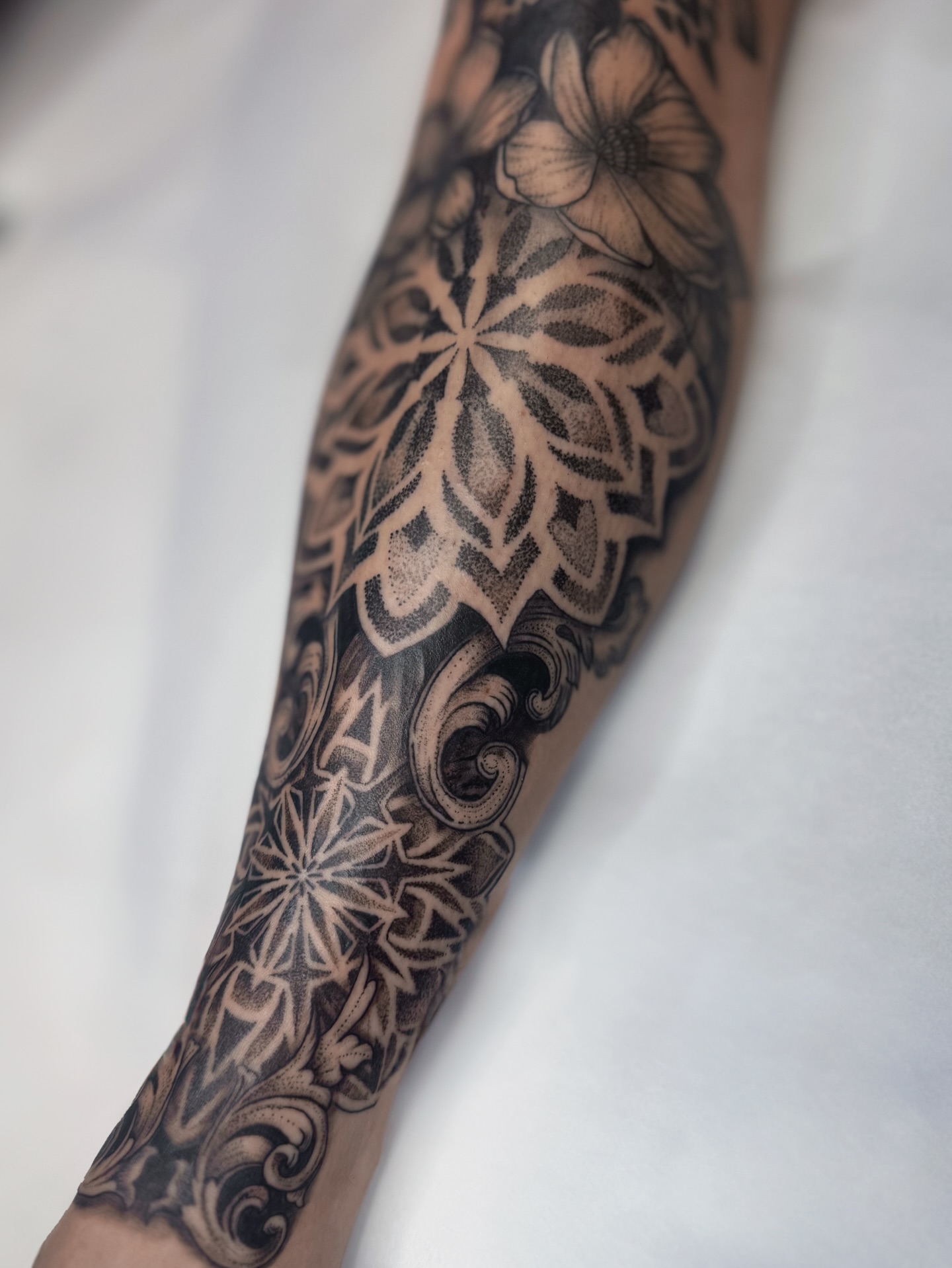 Tattoo by @ajollytattoo — black_and_grey, geometric