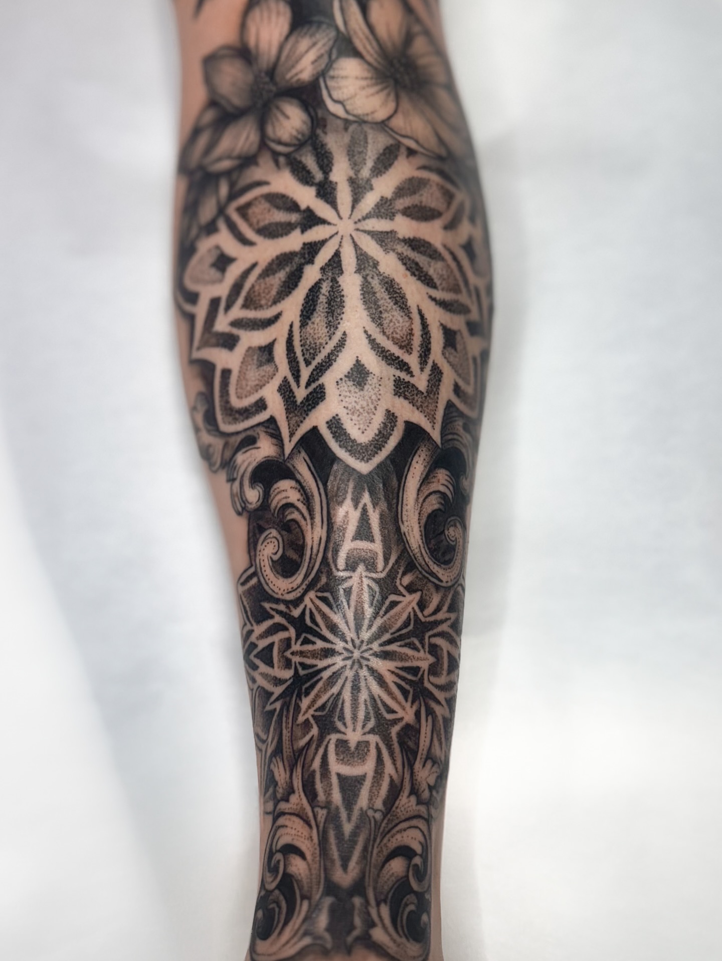 Tattoo by @ajollytattoo — black_and_grey, geometric