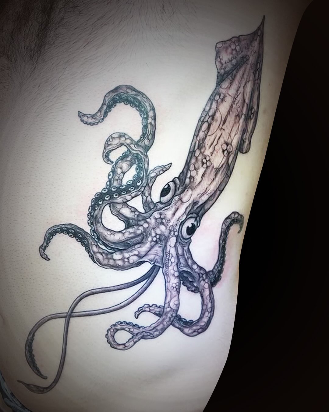 Octopus realism tattoo on the chest by Lake Stephens, Richmond, Virginia