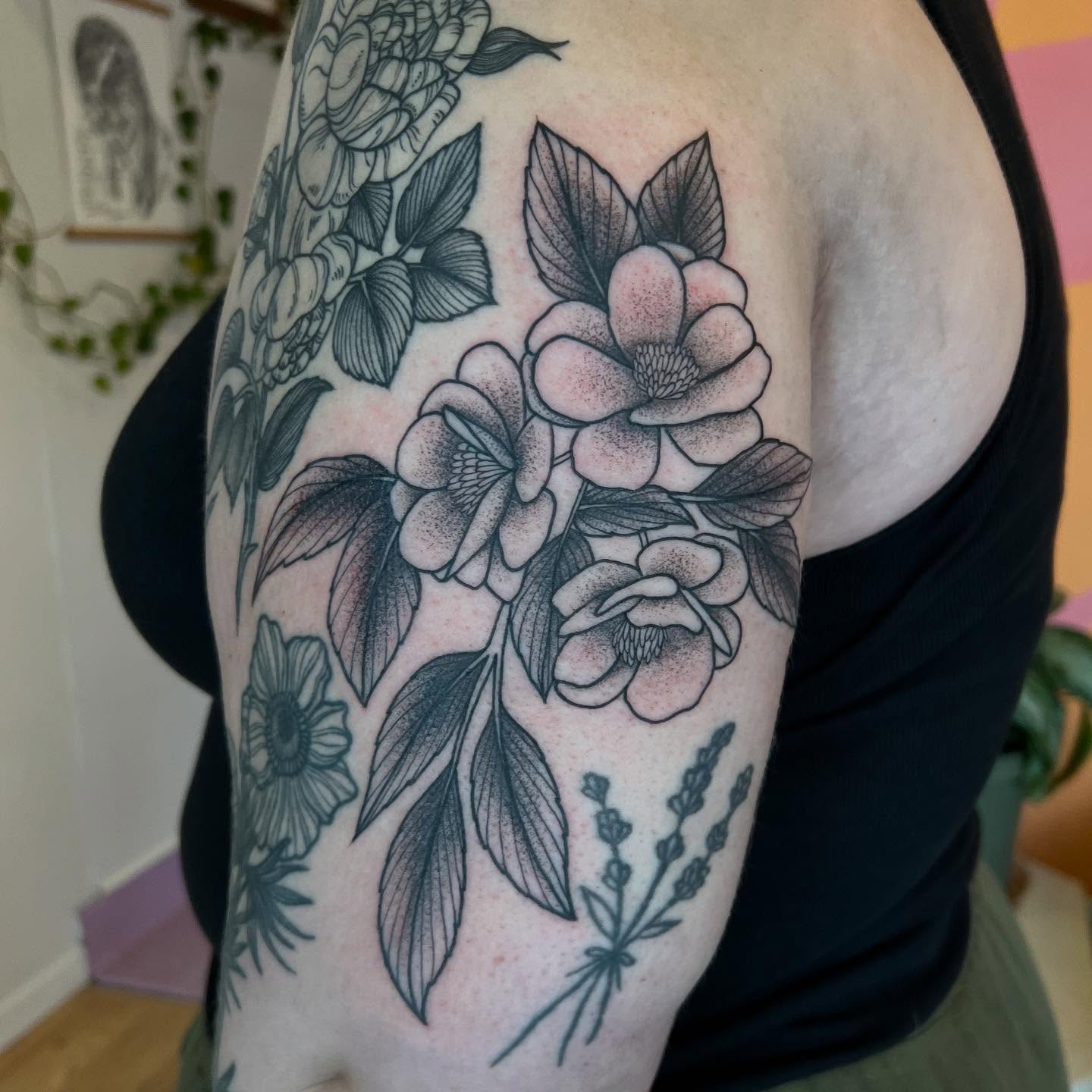 Tattoo by @alliemoontattoo — dotwork, black_and_grey