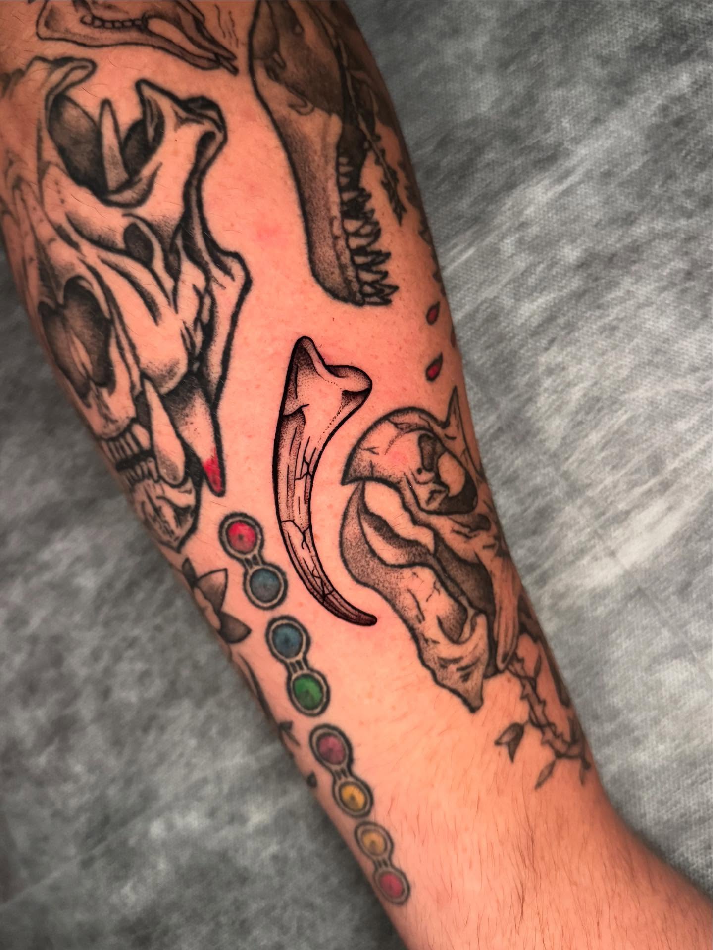 Tattoo by @hackytats — dotwork, black_and_grey