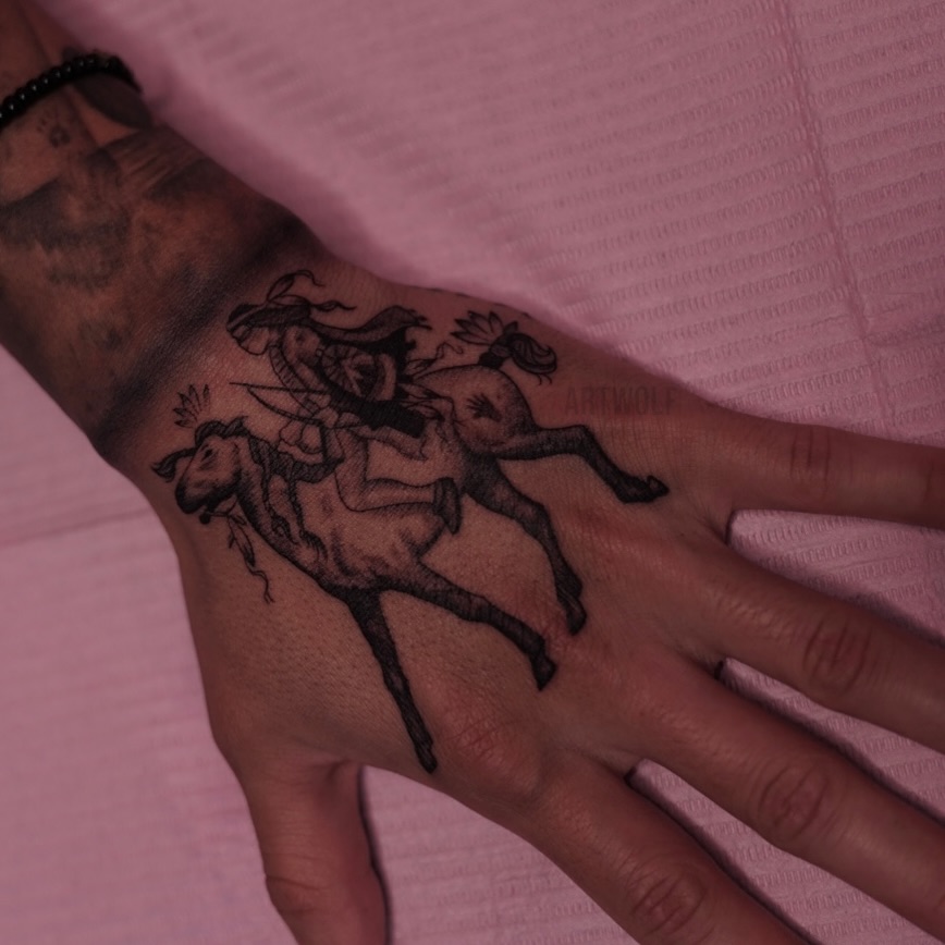 Tattoo by @artwolf β illustrative, black_and_grey