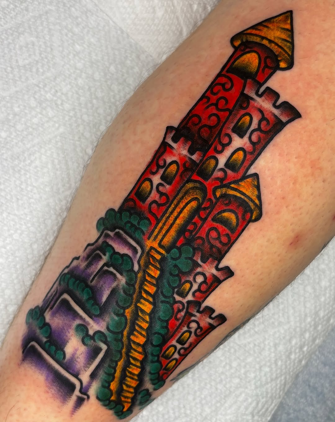 Castle tattoo on the forearm by ✨ Gabi ✨