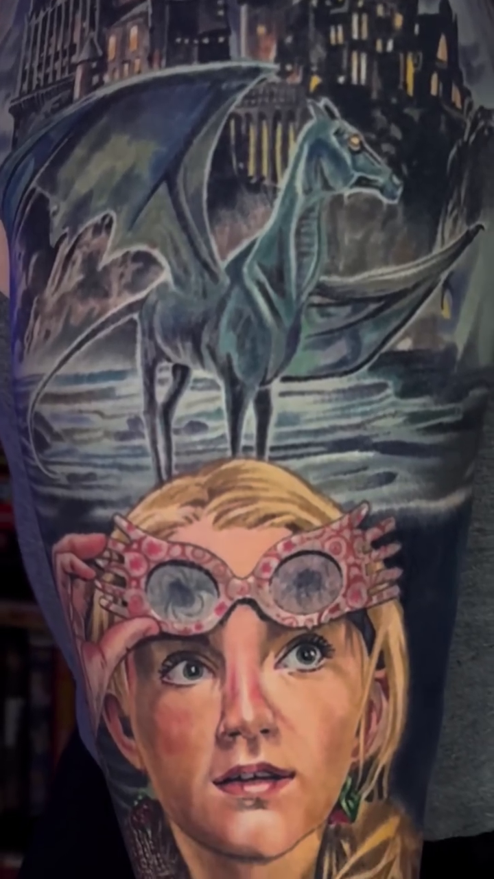 Harry Potter sleeve realism tattoo by Steven Pelkey, Eastpointe, Michigan