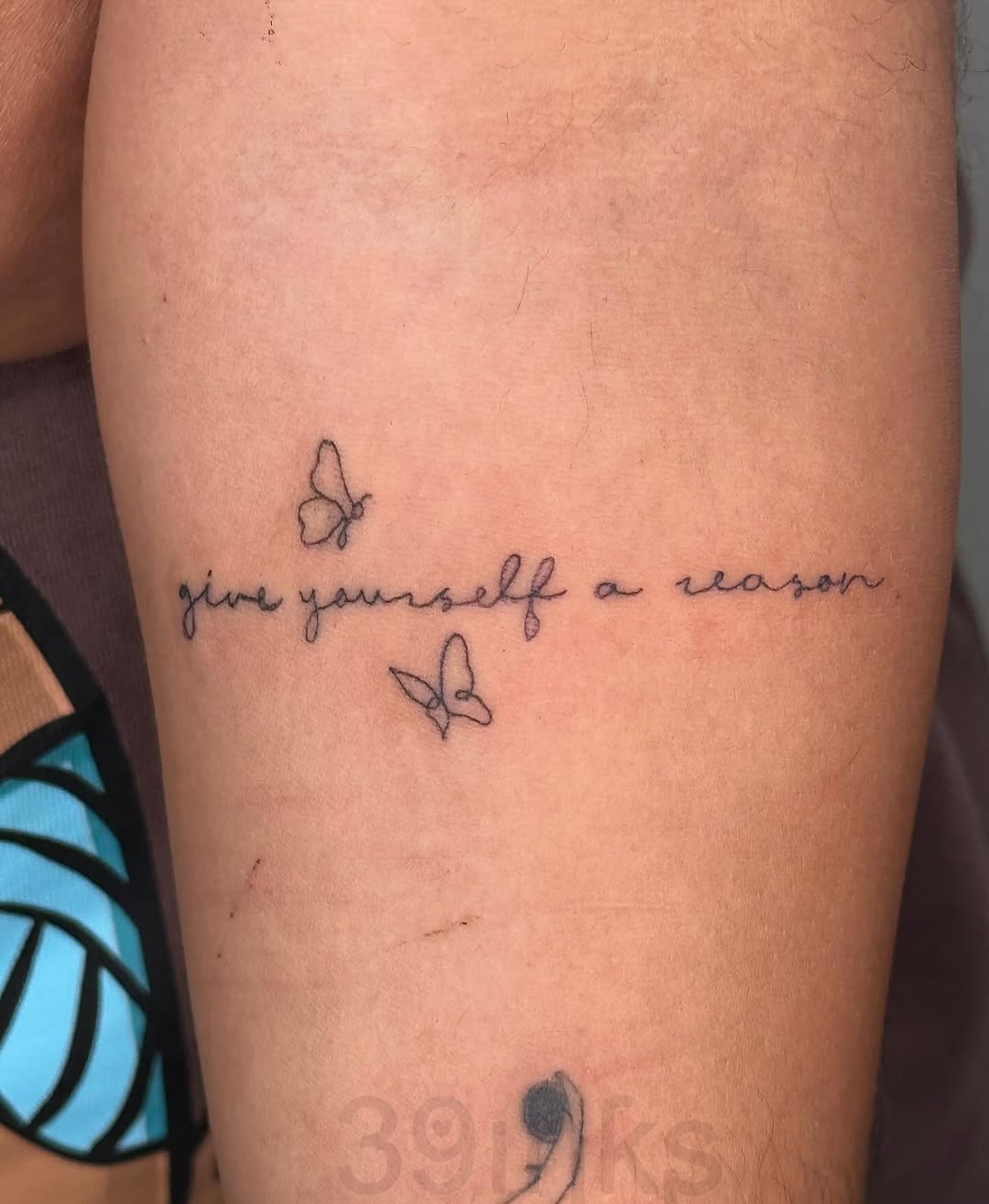 Quote with butterflies lettering tattoo on the forearm by Juliette :D
