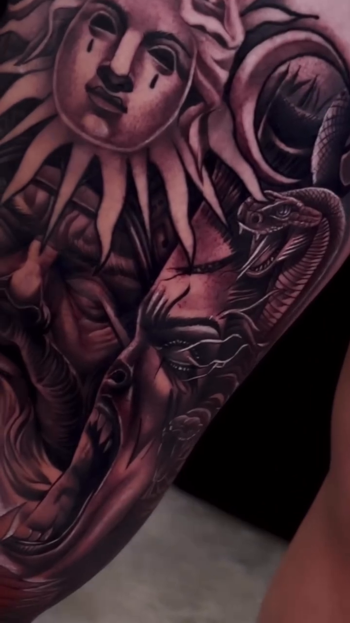 Tattoo by @stheve_blessed — realism, black_and_grey
