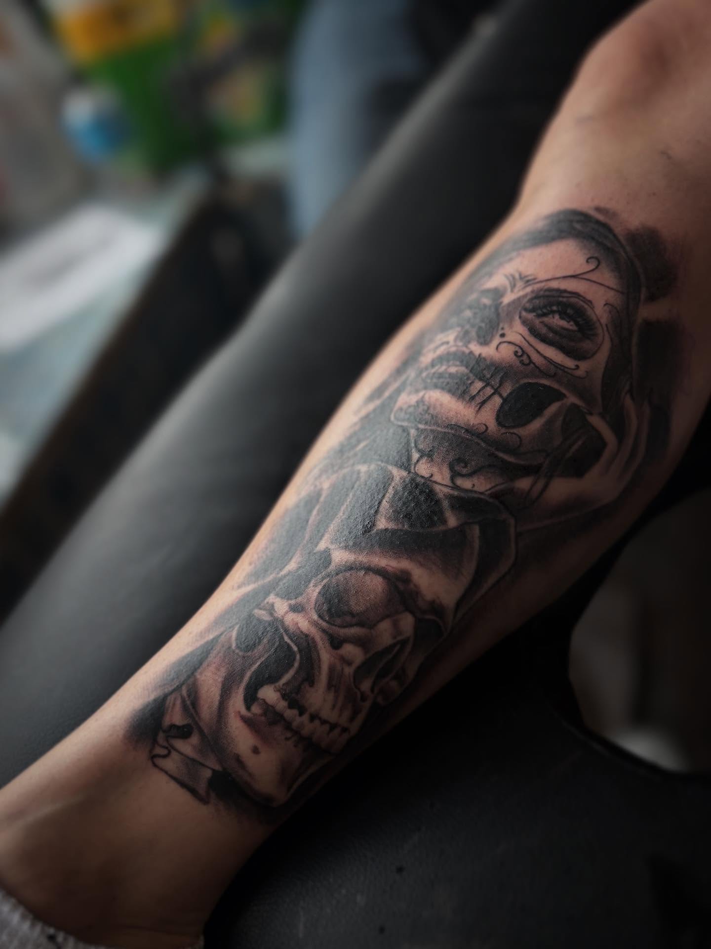 Tattoo by @sincerelyyourzstudios — black_and_grey, realism