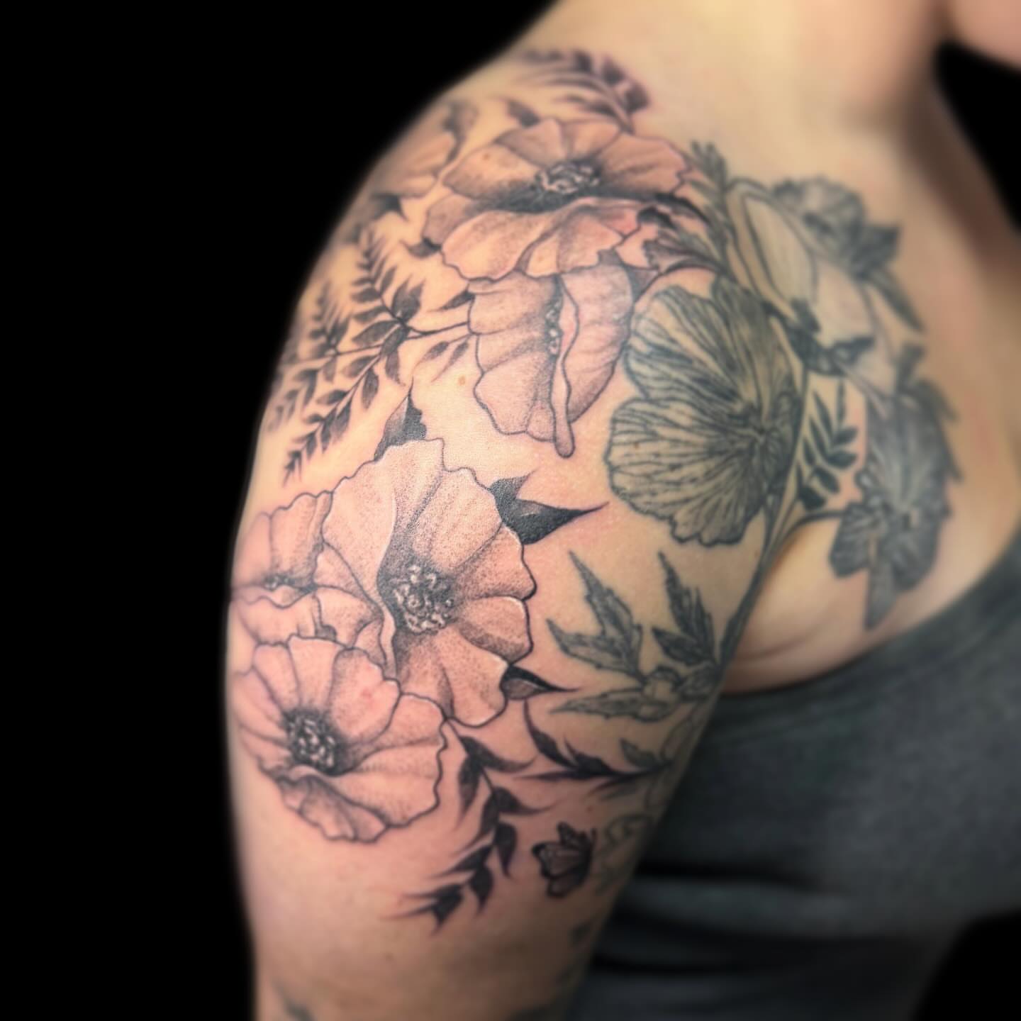 Tattoo by @theinkedfrog — dotwork, black_and_grey