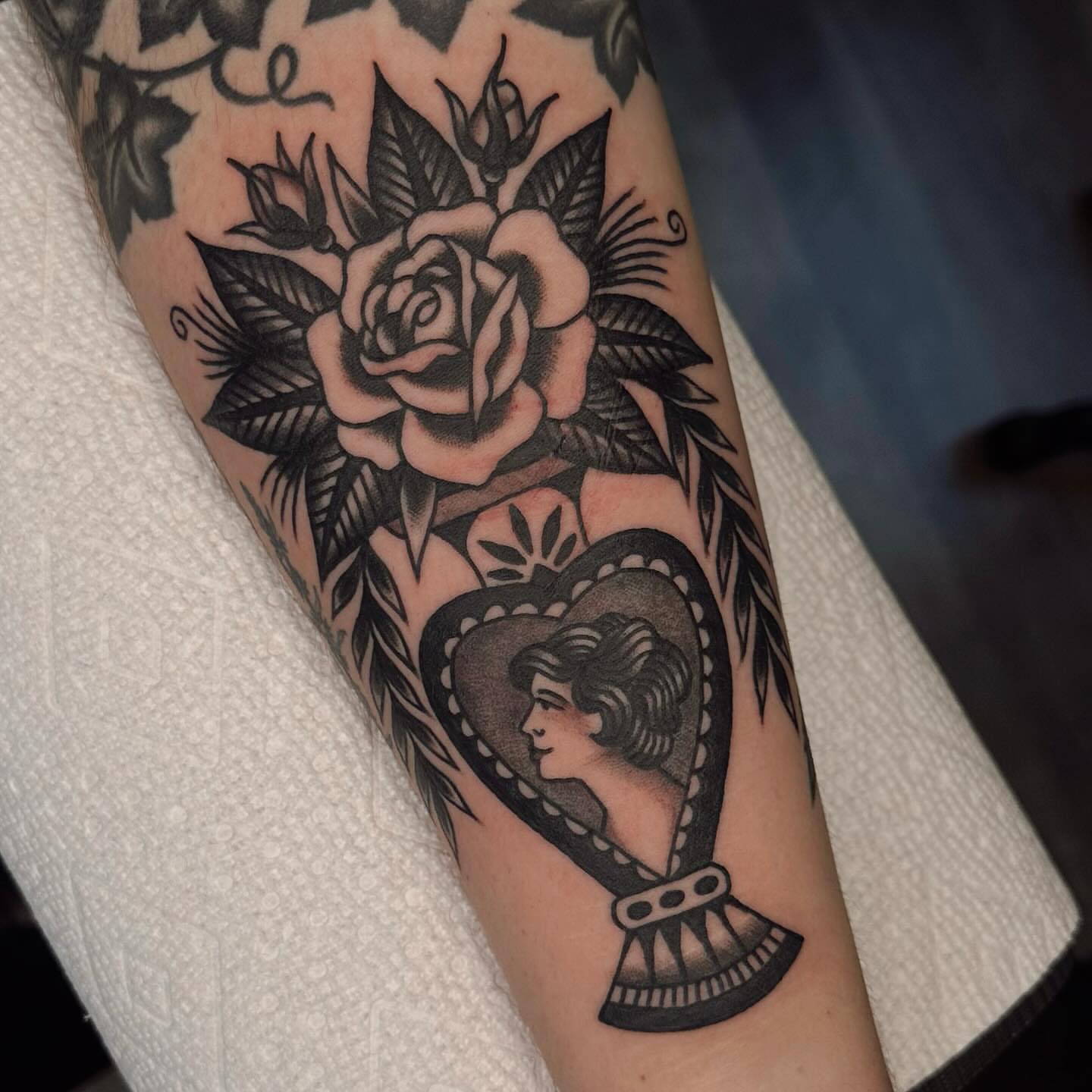 Tattoo by @heiditattoo — american_traditional, black_and_grey