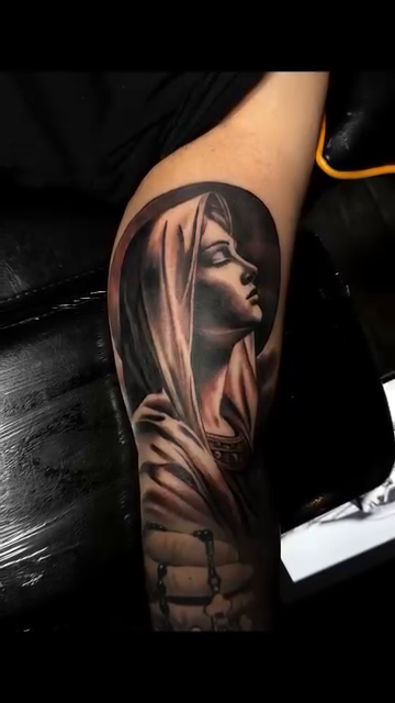 Woman's portrait realism tattoo by Jason Oz, Denver, Colorado