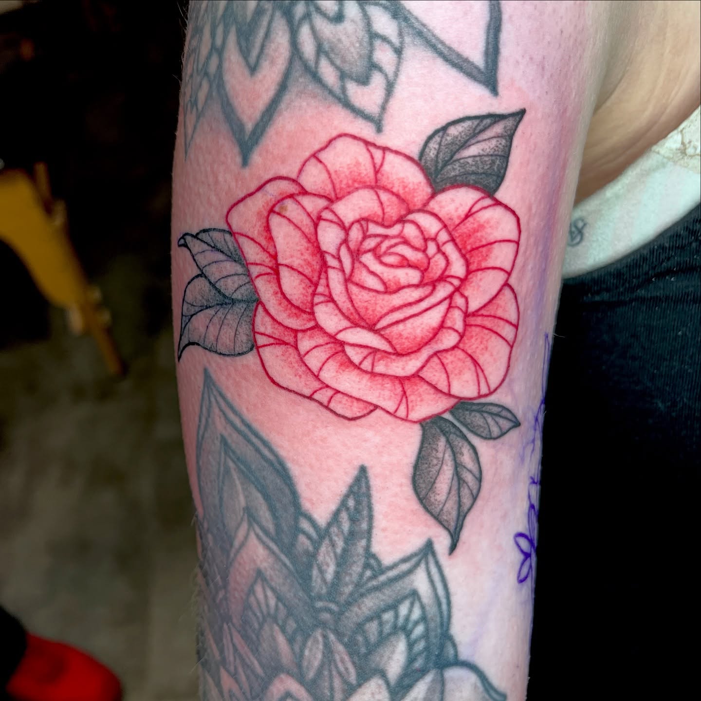 Rose American traditional tattoo on the forearm by Cheyanne Peck