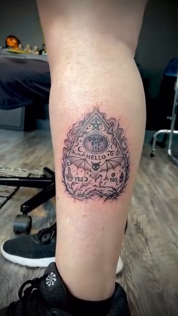 Ouija board dark realism tattoo by Luis Marrufo