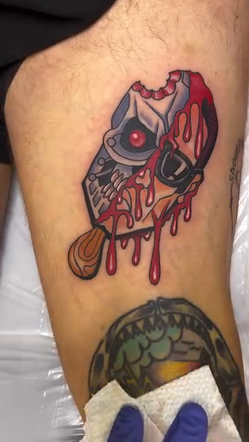 Melting skull popsicle neo-traditional tattoo by Bobby Tobin