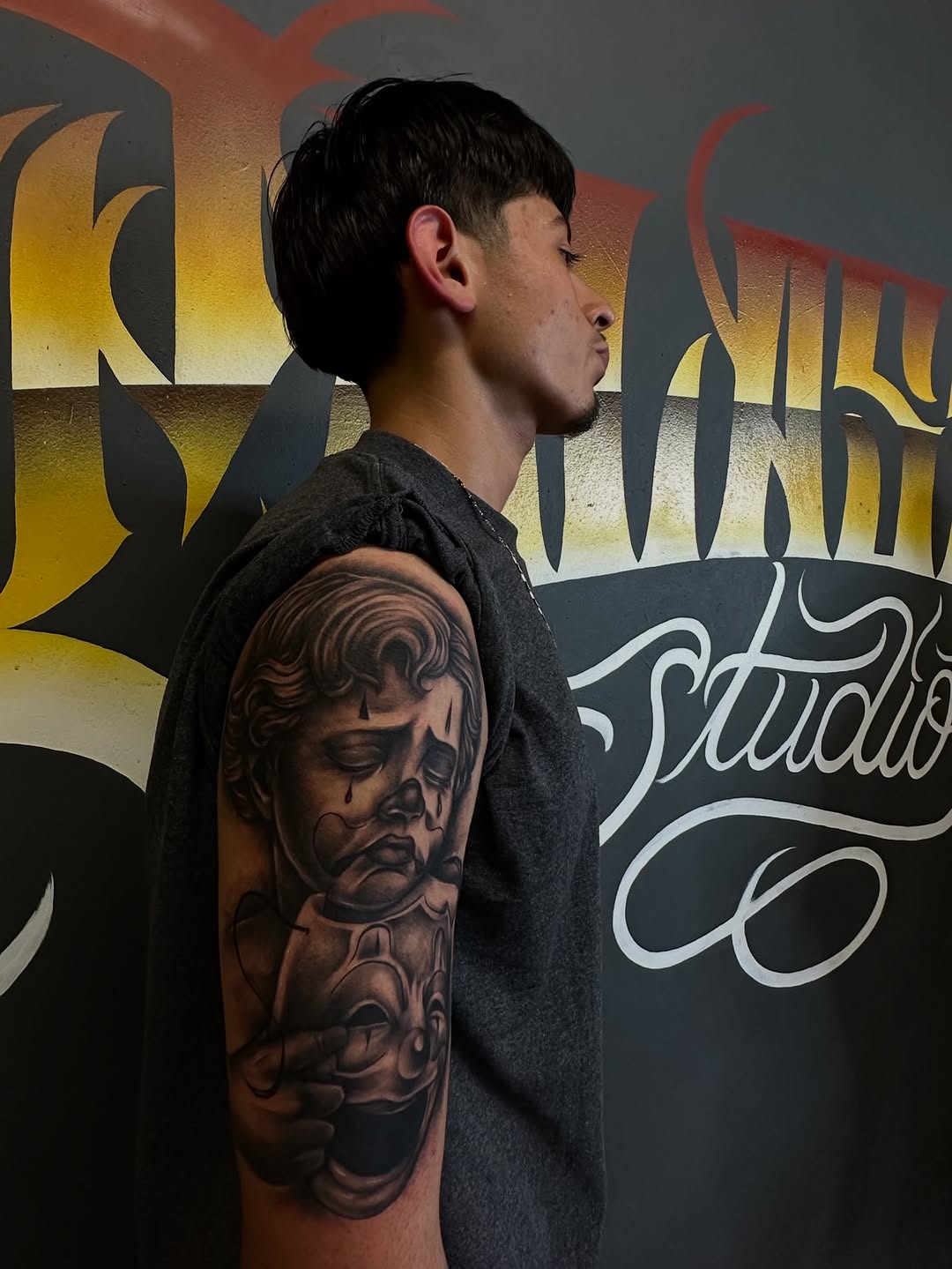 Tattoo by @allbluehundreds — chicano, black_and_grey