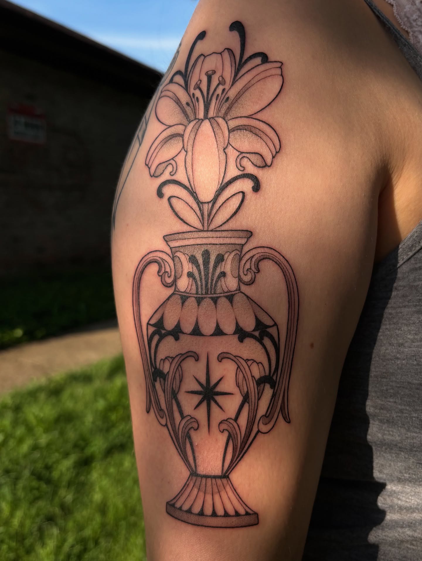 Tattoo by @tattoosbymeach — black_and_grey