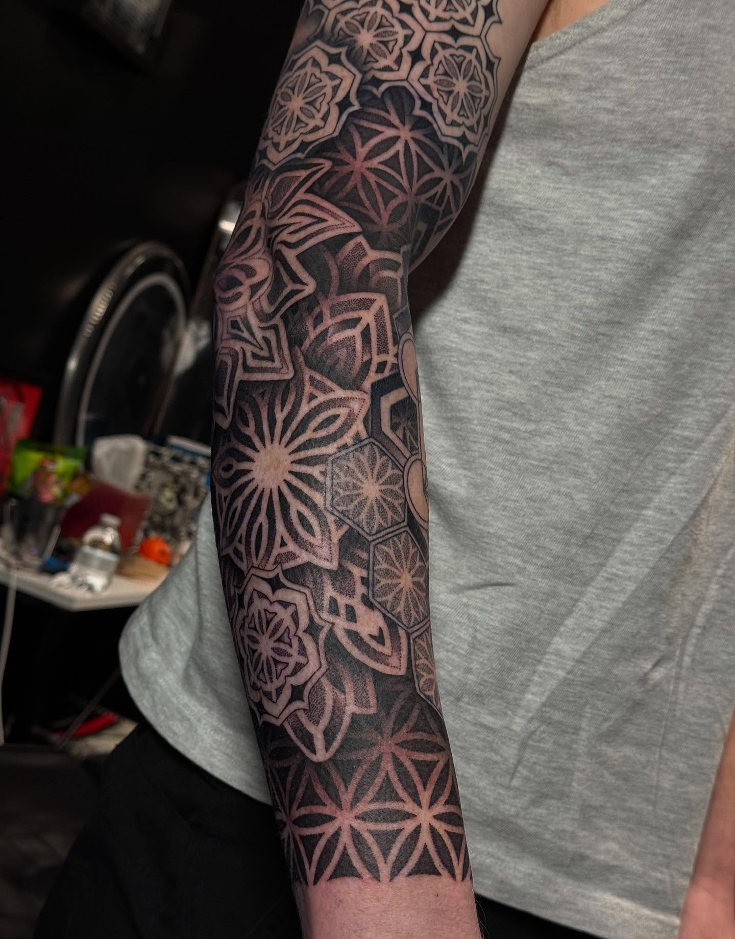 Geometric patterns geometric tattoo on the forearm by Jesse (Dreadzilla)