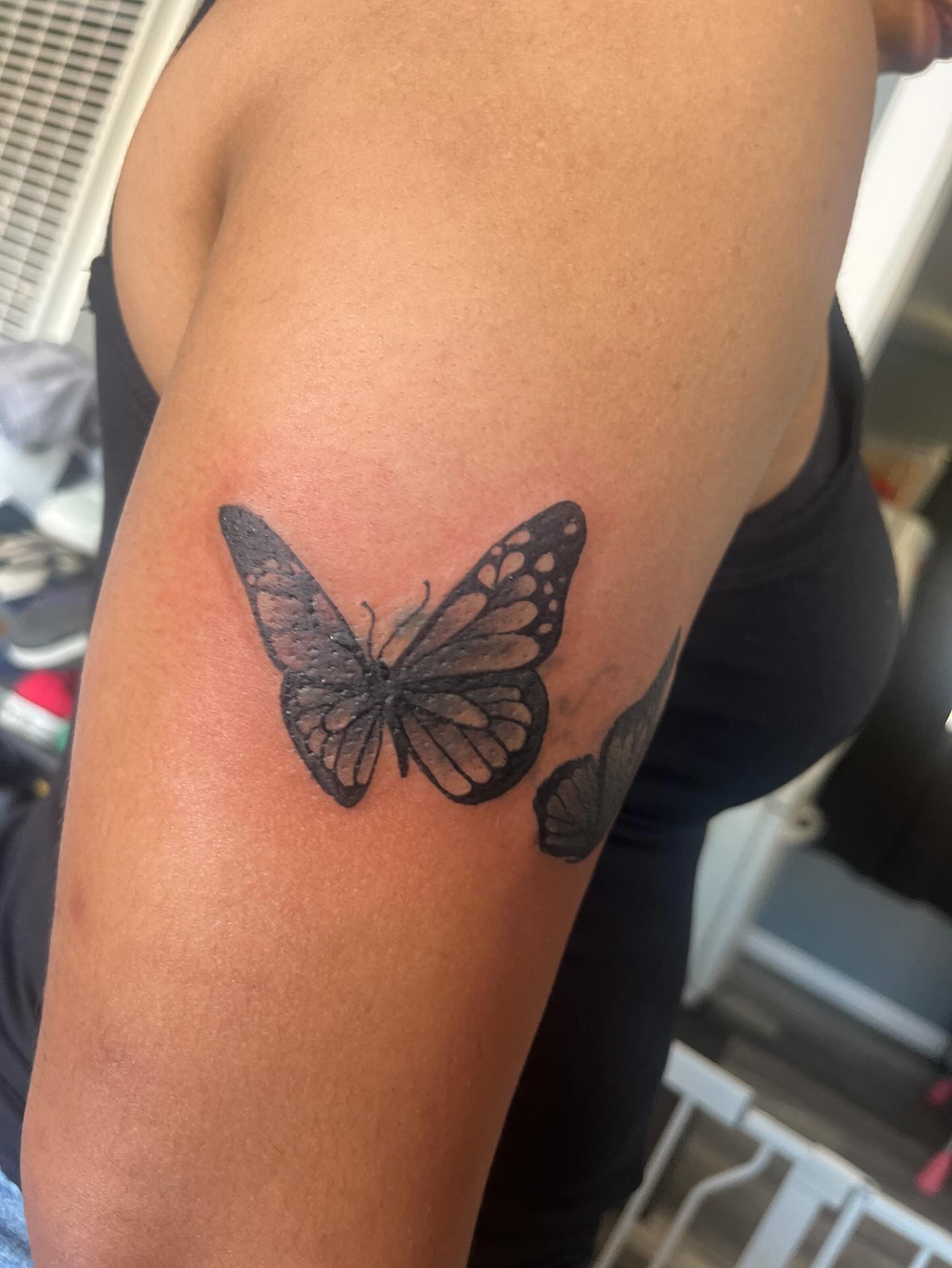 Butterfly realism tattoo on the forearm by Bris