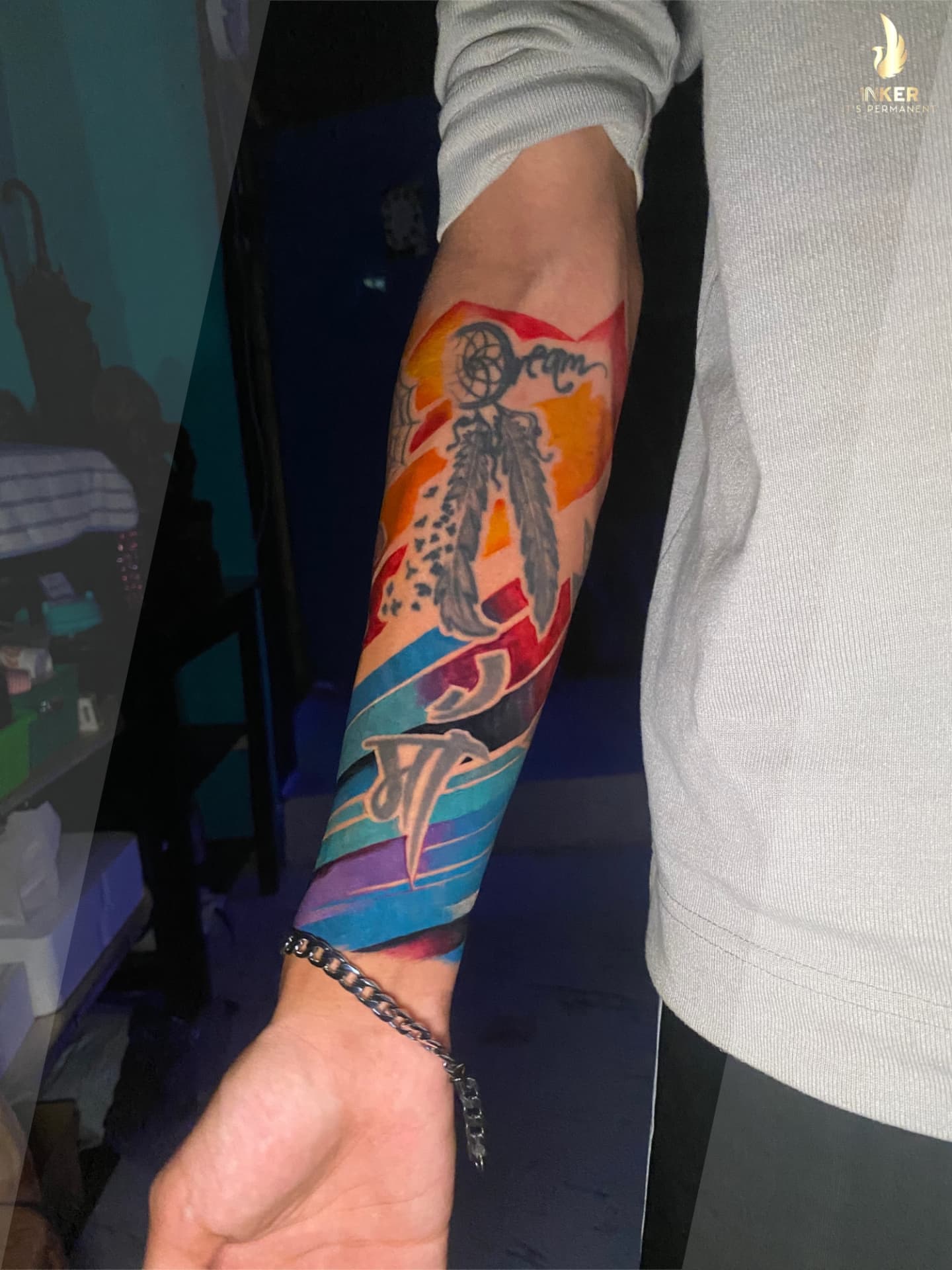Abstract design new school tattoo on the forearm by Shubhadeep Mukherjee