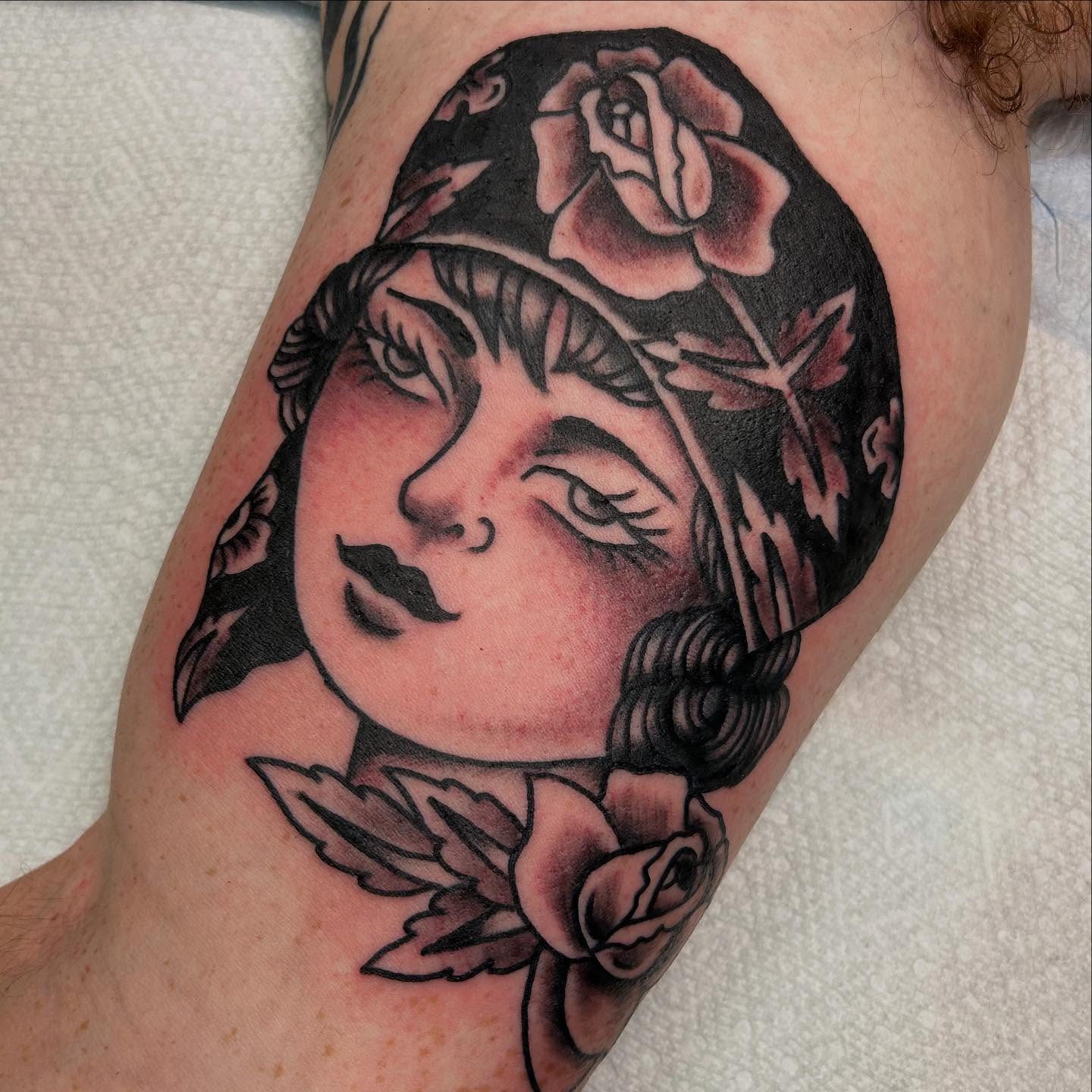 Tattoo by @erineinhorn — american_traditional, black_and_grey