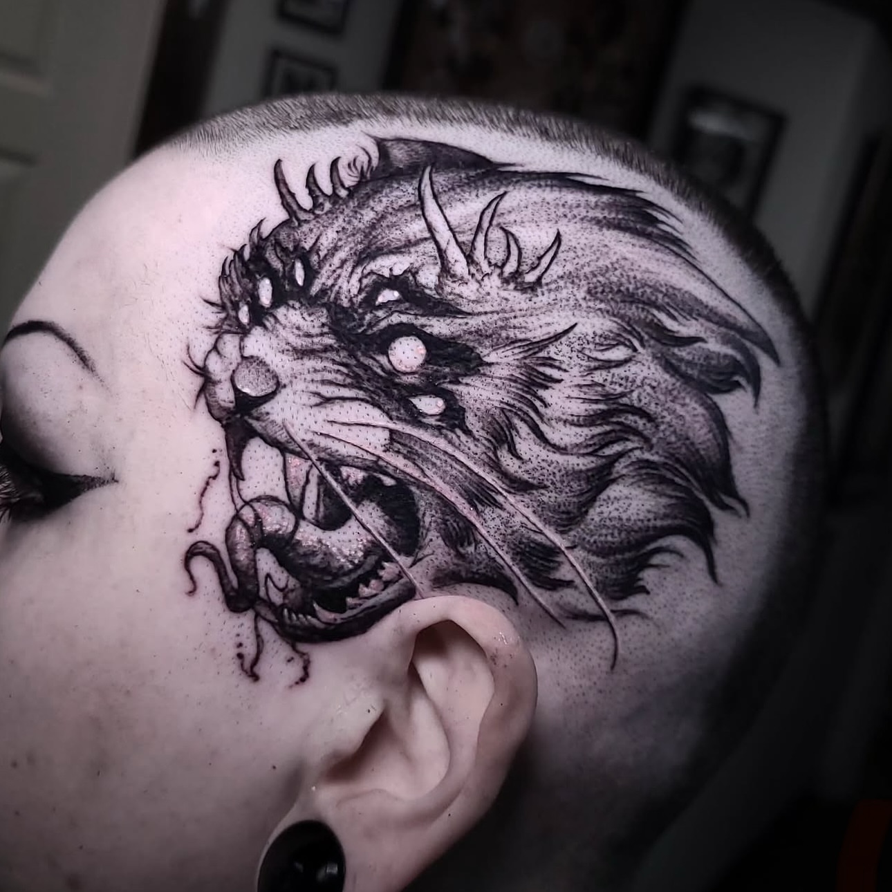 Tattoo by @boxofguts — dotwork, realism