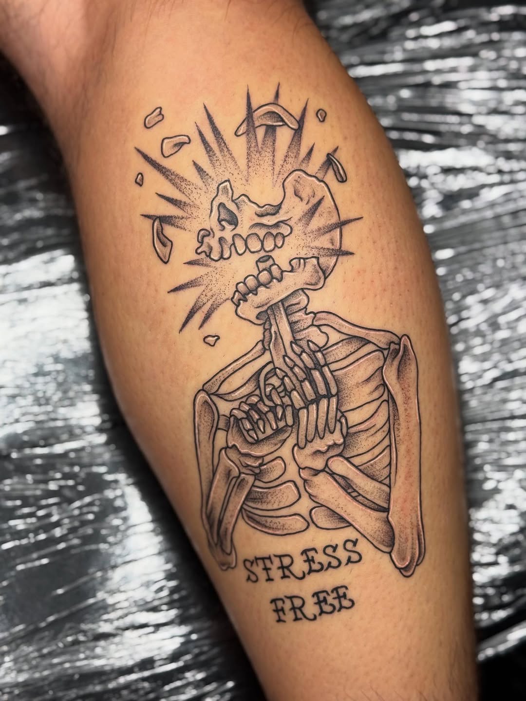 Tattoo by @no_caps_tattoo — black_and_grey, lettering_script