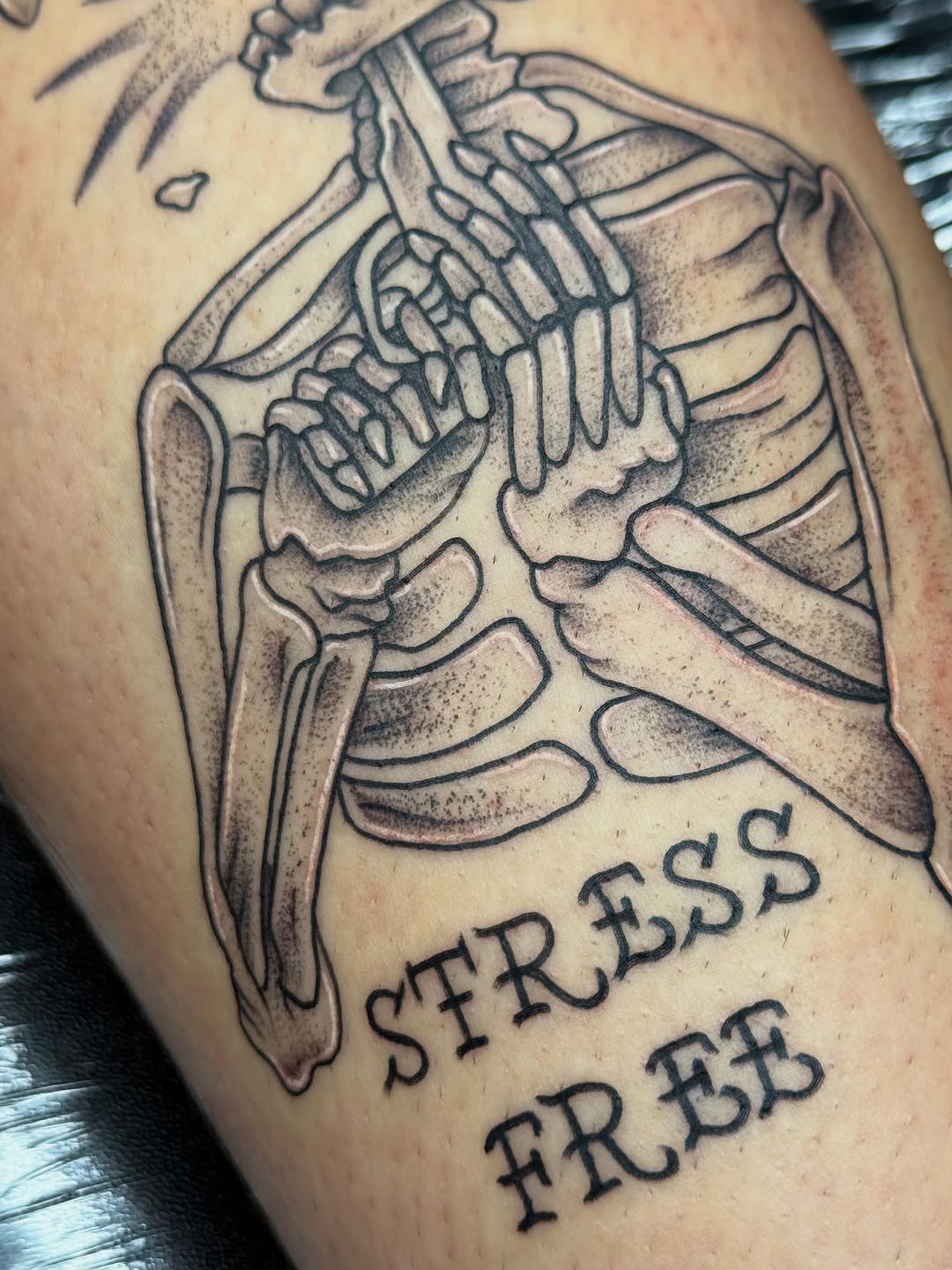 Tattoo by @no_caps_tattoo — black_and_grey, lettering_script