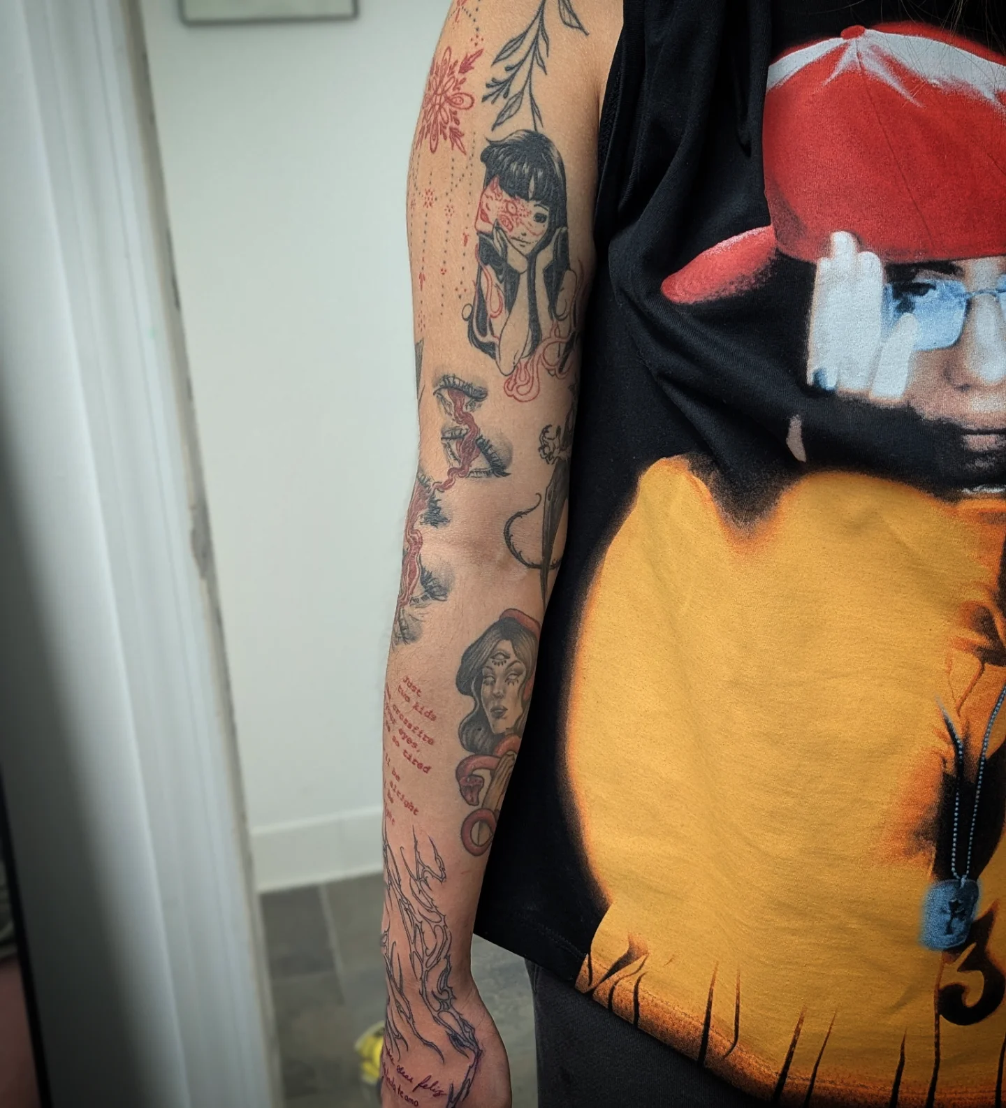Anime character anime tattoo on the forearm by Lorelei