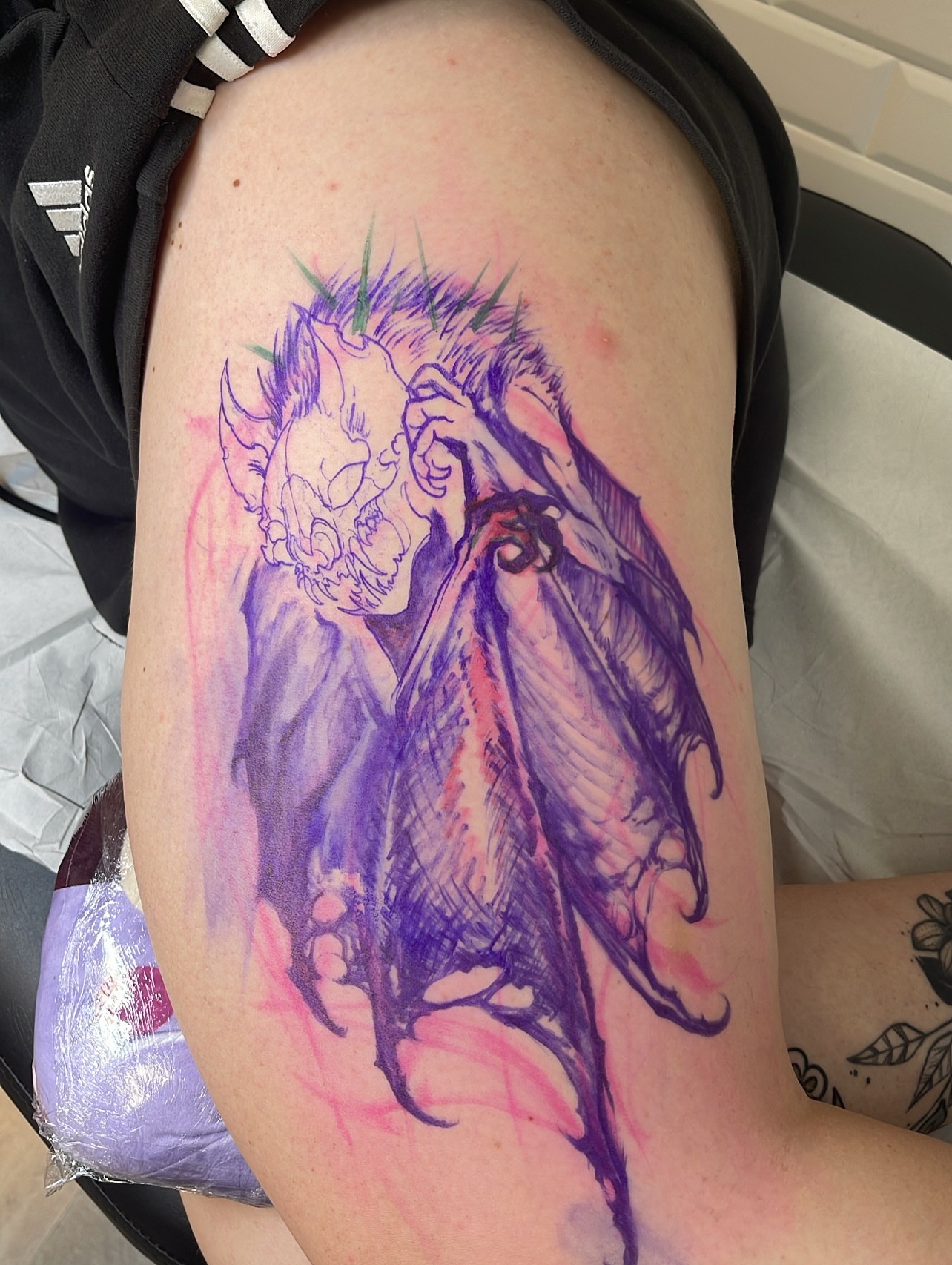 Demon dark realism tattoo on the thigh by Xavi Xiva TATTOO