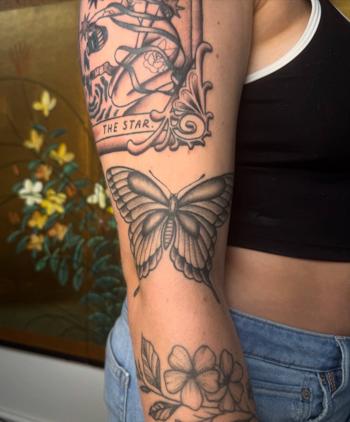 Butterfly realism tattoo on the forearm by Mazie