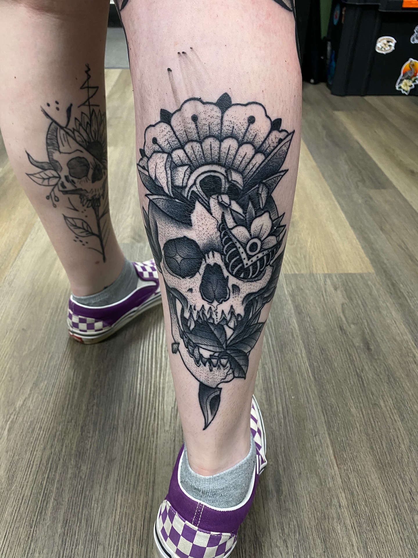 Tattoo by @camenglandtattoos — dotwork, black_and_grey