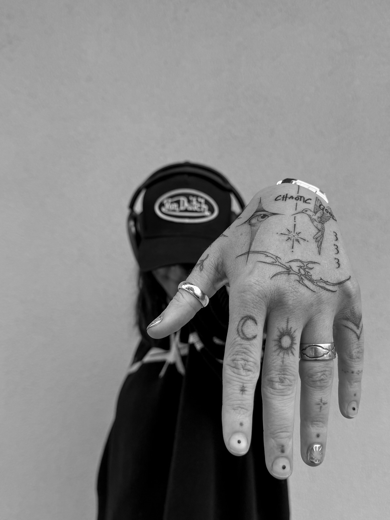 Astronomical symbols Chicano tattoo on the hand by Abby Robinson