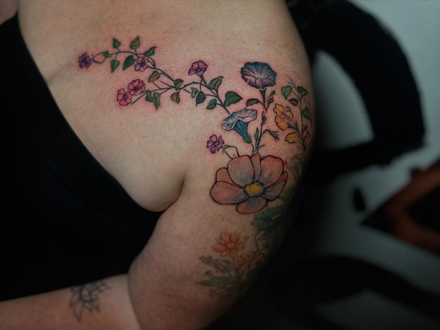 Tattoo by @darlindawntattoos — watercolor
