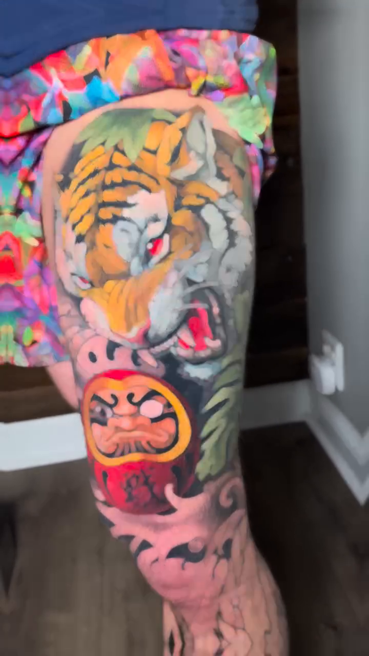Tiger and Japanese motifs japanese irezumi tattoo by Joe Friedman