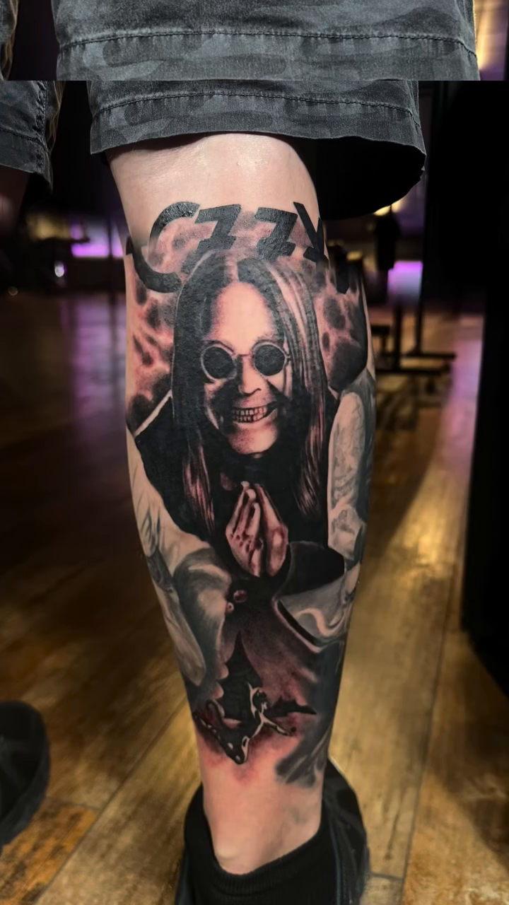 Ozzy Osbourne portrait realism tattoo by Jason Oz, Denver, Colorado