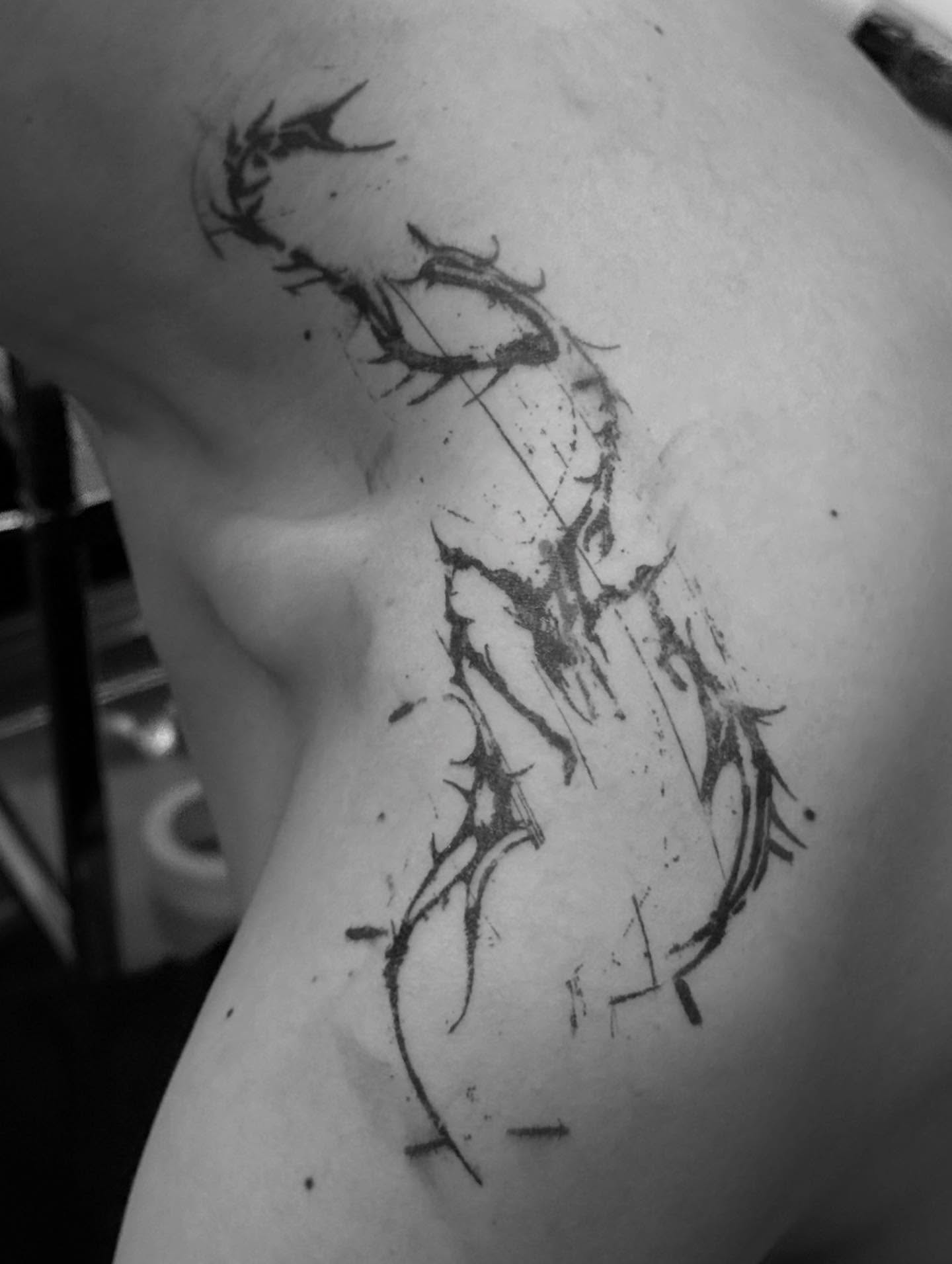 Tattoo by @markedbyyvonne — black_and_grey