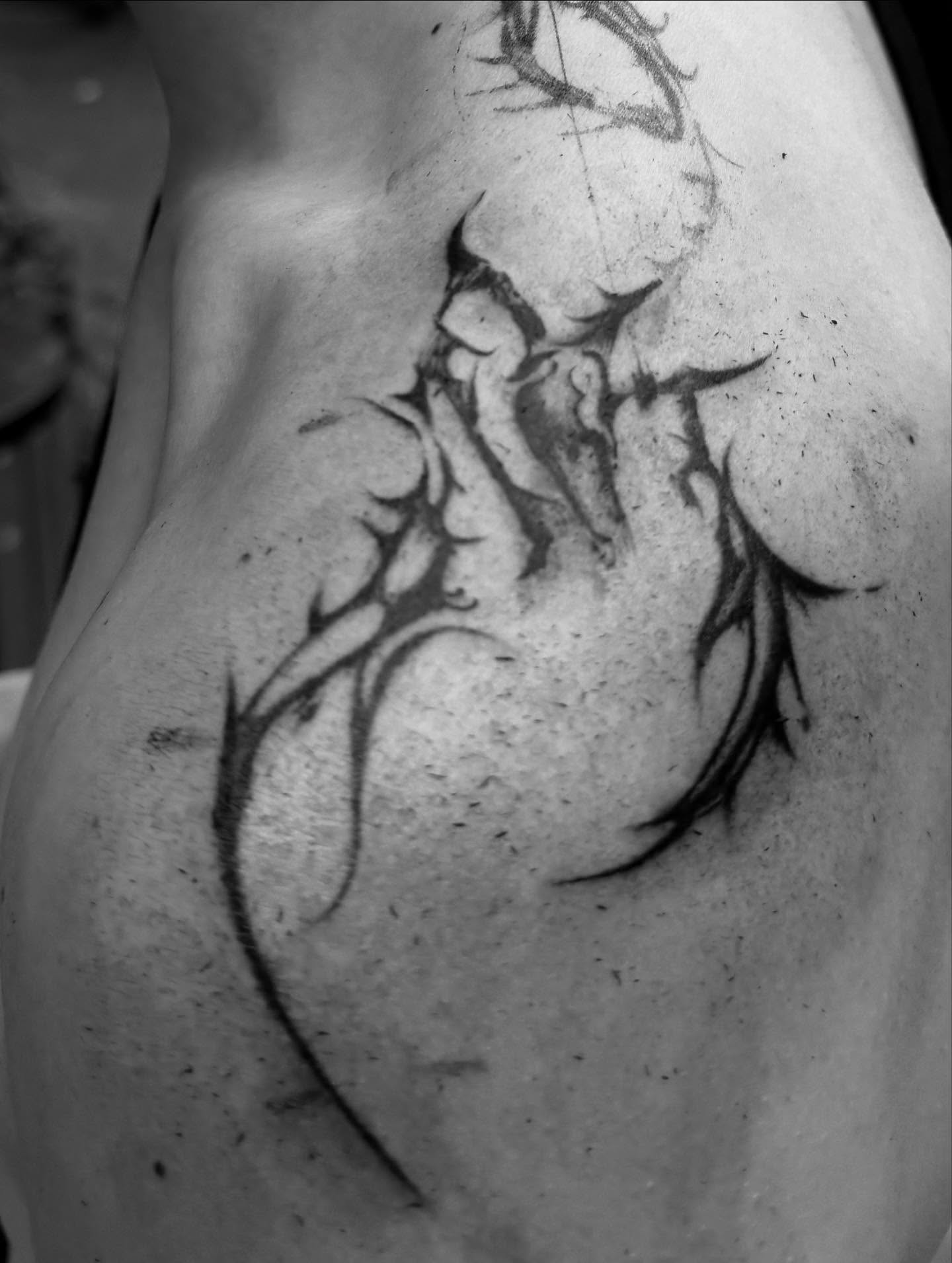 Tattoo by @markedbyyvonne — black_and_grey