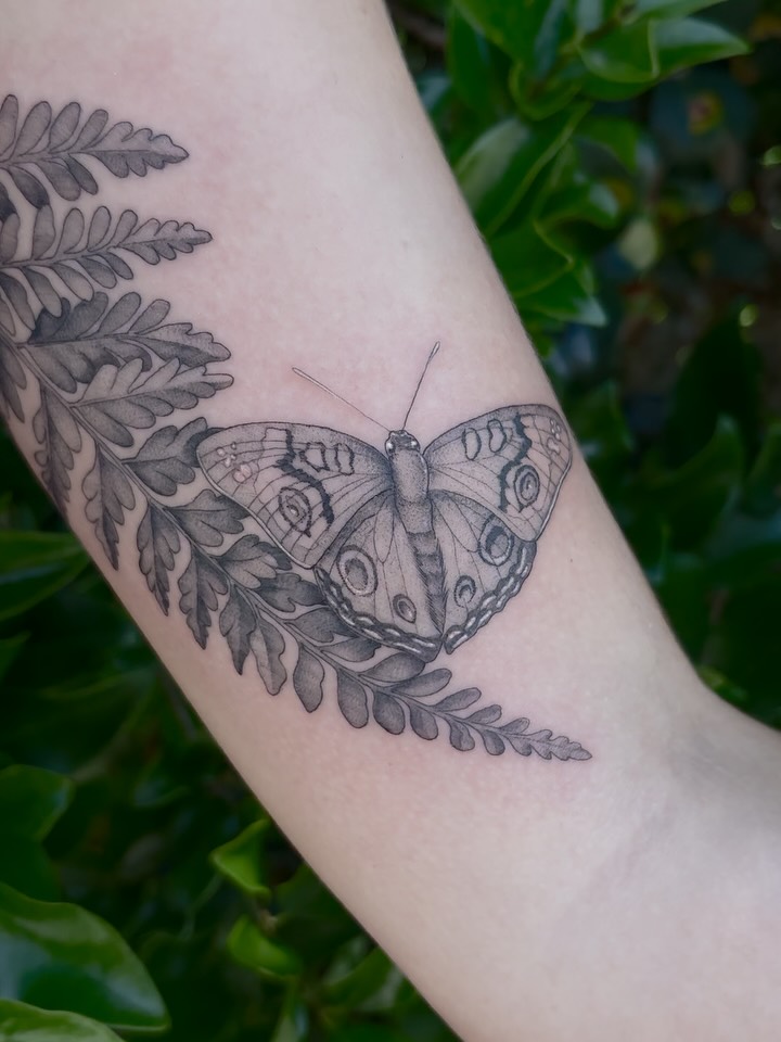Butterfly black and grey tattoo on the forearm by Miami Tattoo Artist π Mel Carrasco